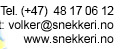 Tel: 48170612, volker@snekkeri.no